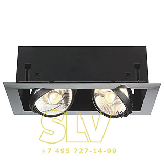 154612 AIXLIGHT FLAT, DOUBLE ES111 светильник встраиваемый для 2-x ламп ES111 по 75Вт макс., хром/ черный SLV 154612 AIXLIGHT FLAT, DOUBLE ES111 светильник встраиваемый для 2-x ламп ES111 по 75Вт макс., хром/ черный SLV